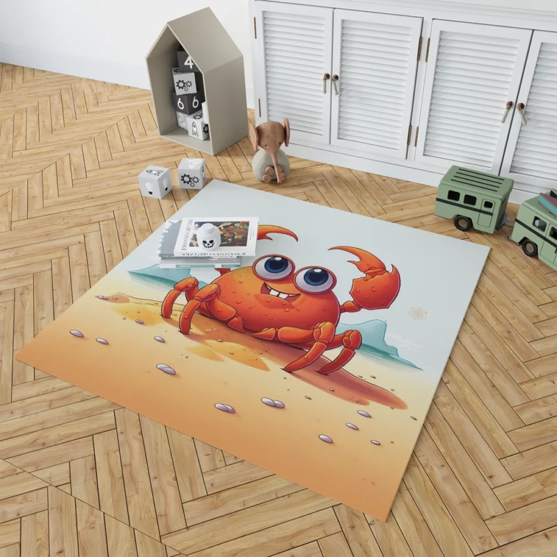 Cute Crab on the Beach Rug 1