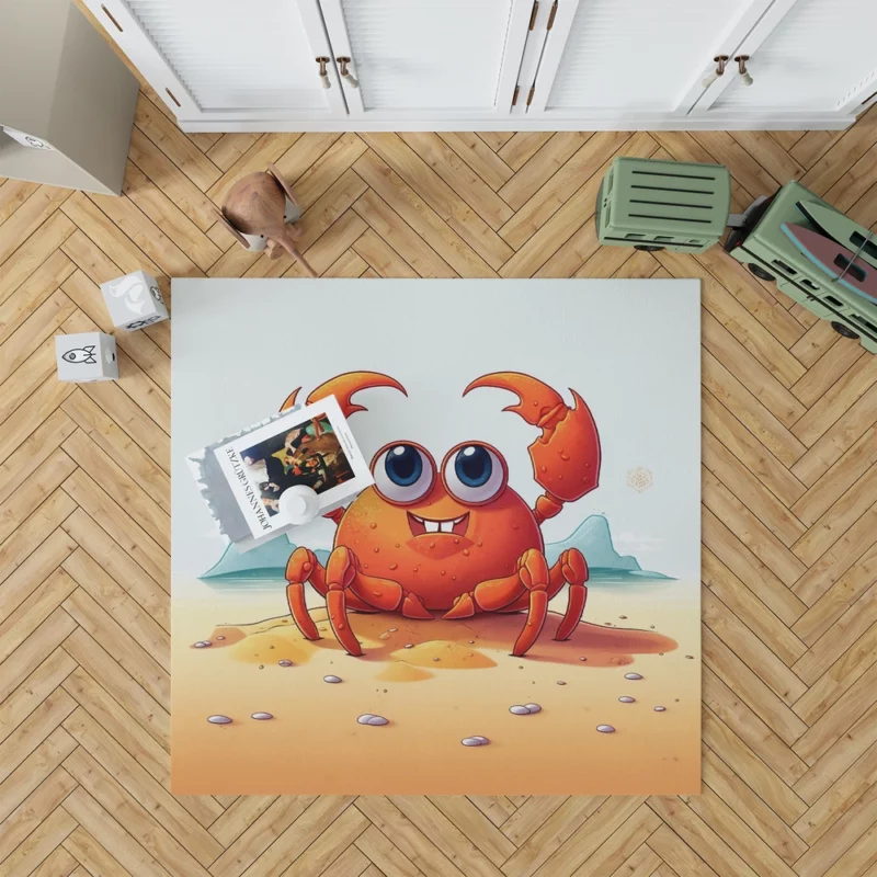 Cute Crab on the Beach Rug