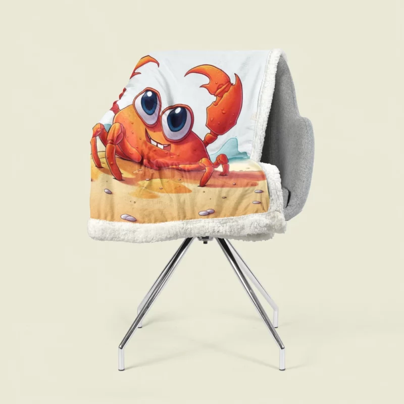 Cute Crab on the Beach Sherpa Fleece Blanket 1