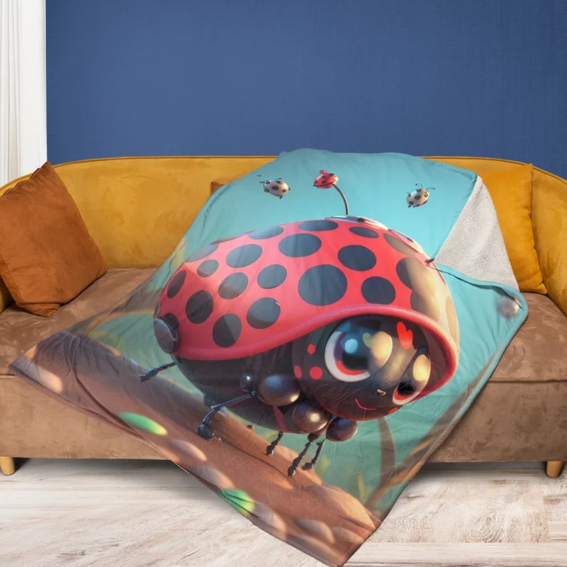 Cute Crawling Bugs Illustration Fleece Blanket 1