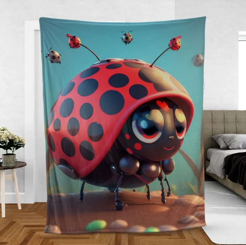 Cute Crawling Bugs Illustration Fleece Blanket