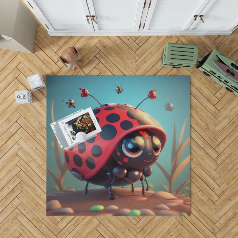 Cute Crawling Bugs Illustration Rug