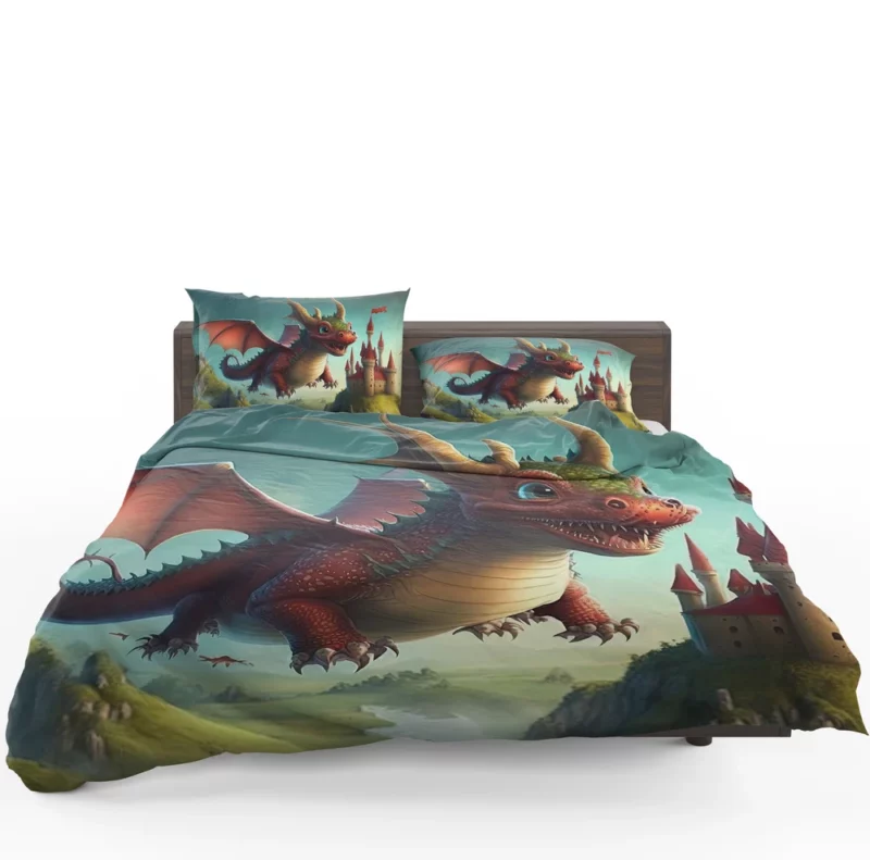 Cute Dragon and Castle Bedding Set 1