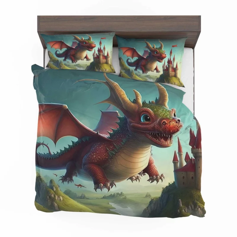 Cute Dragon and Castle Bedding Set 2