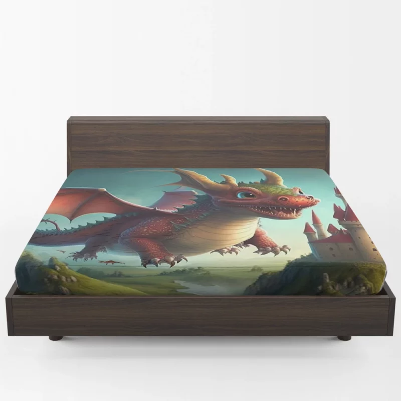 Cute Dragon and Castle Fitted Sheet 1