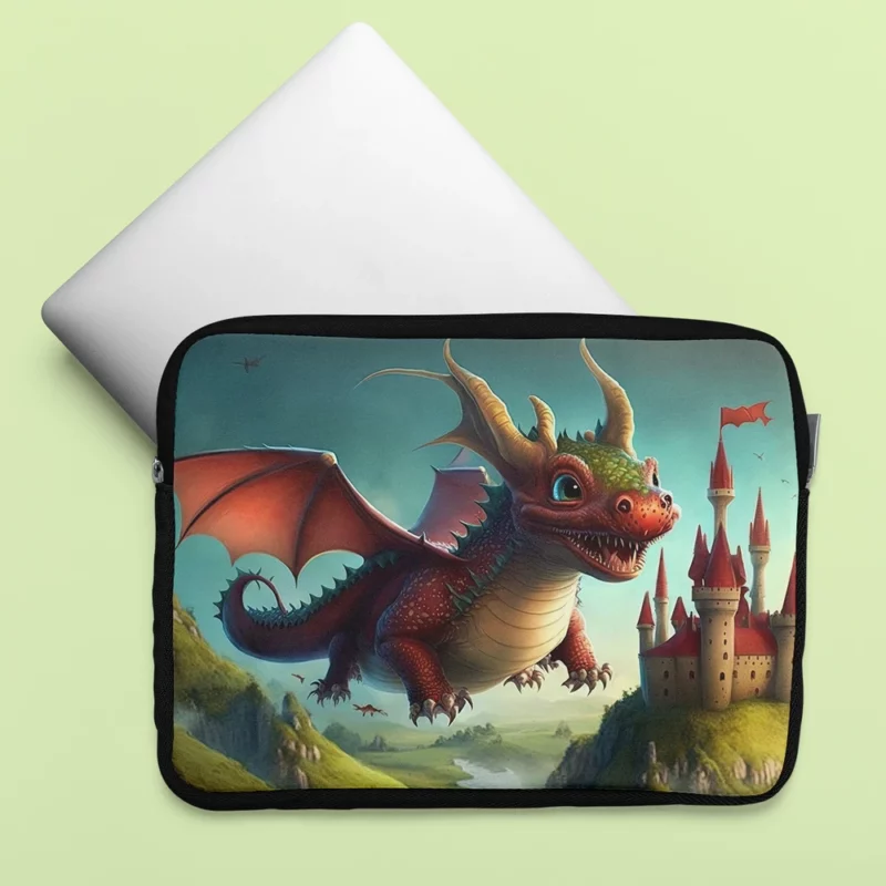 Cute Dragon and Castle Laptop Sleeve