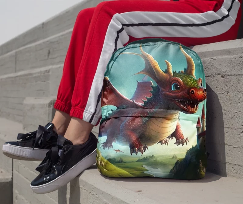 Cute Dragon and Castle Minimalist Backpack 1