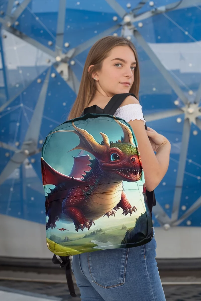 Cute Dragon and Castle Minimalist Backpack 2