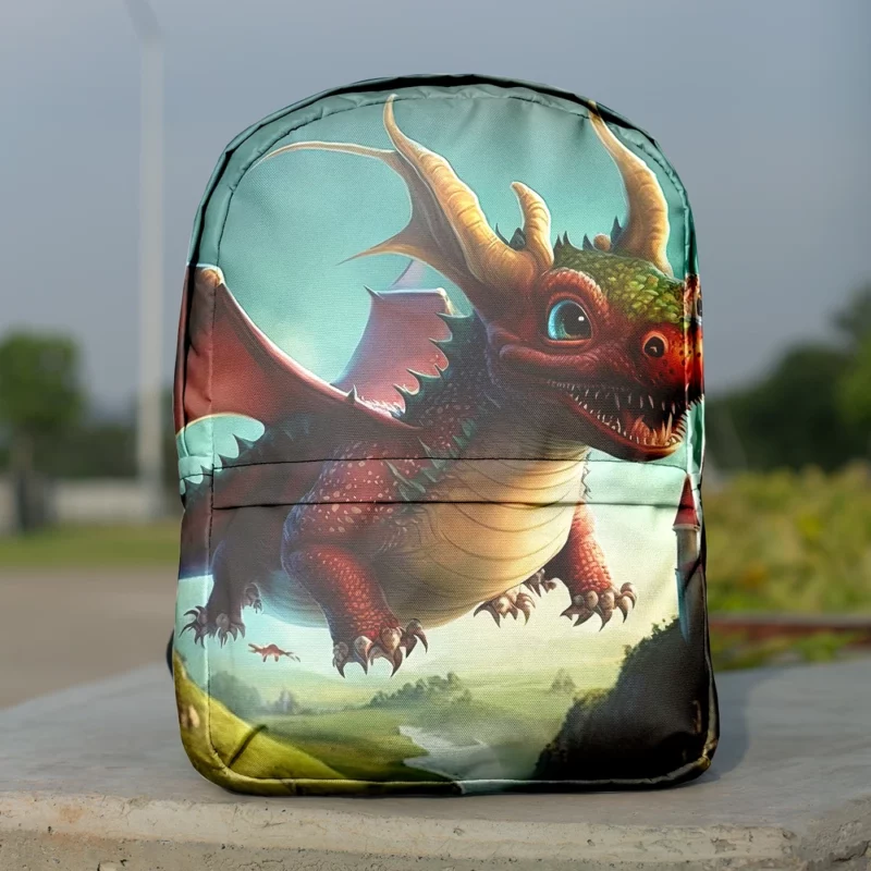 Cute Dragon and Castle Minimalist Backpack