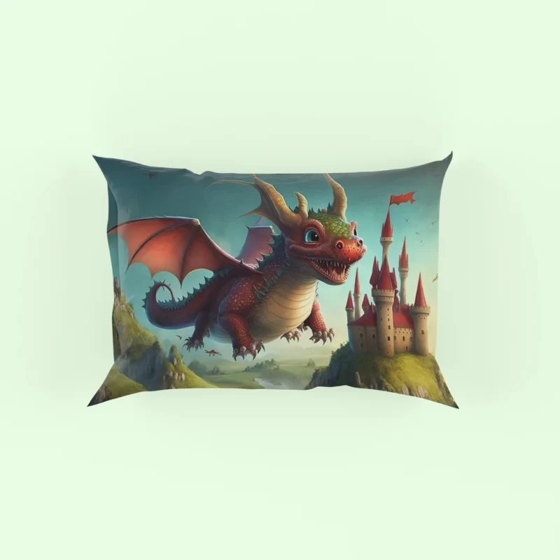 Cute Dragon and Castle Pillow Case