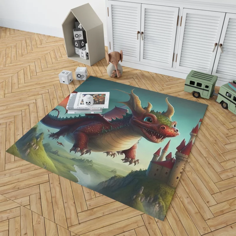 Cute Dragon and Castle Rug 1