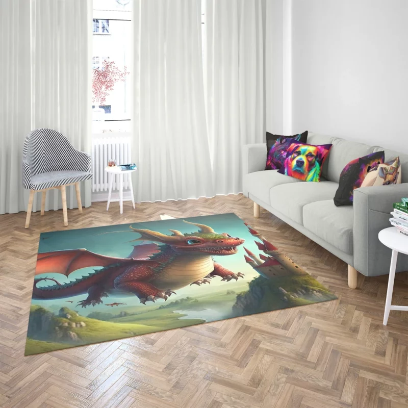 Cute Dragon and Castle Rug 2