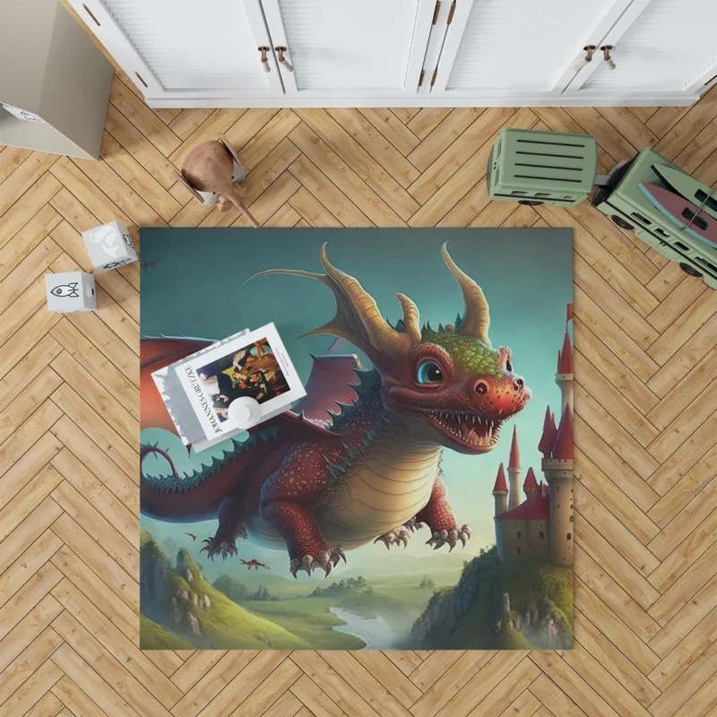 Cute Dragon and Castle Rug