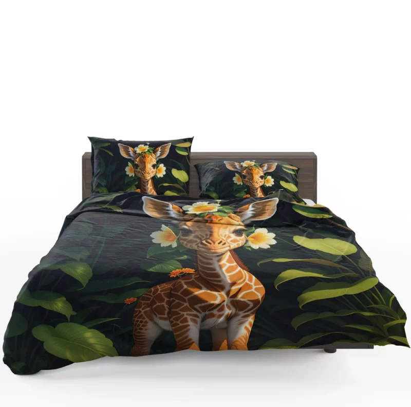 Cute Giraffe in the Forest Bedding Set 1