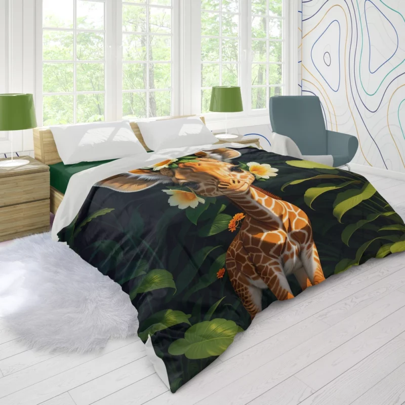 Cute Giraffe in the Forest Duvet Cover