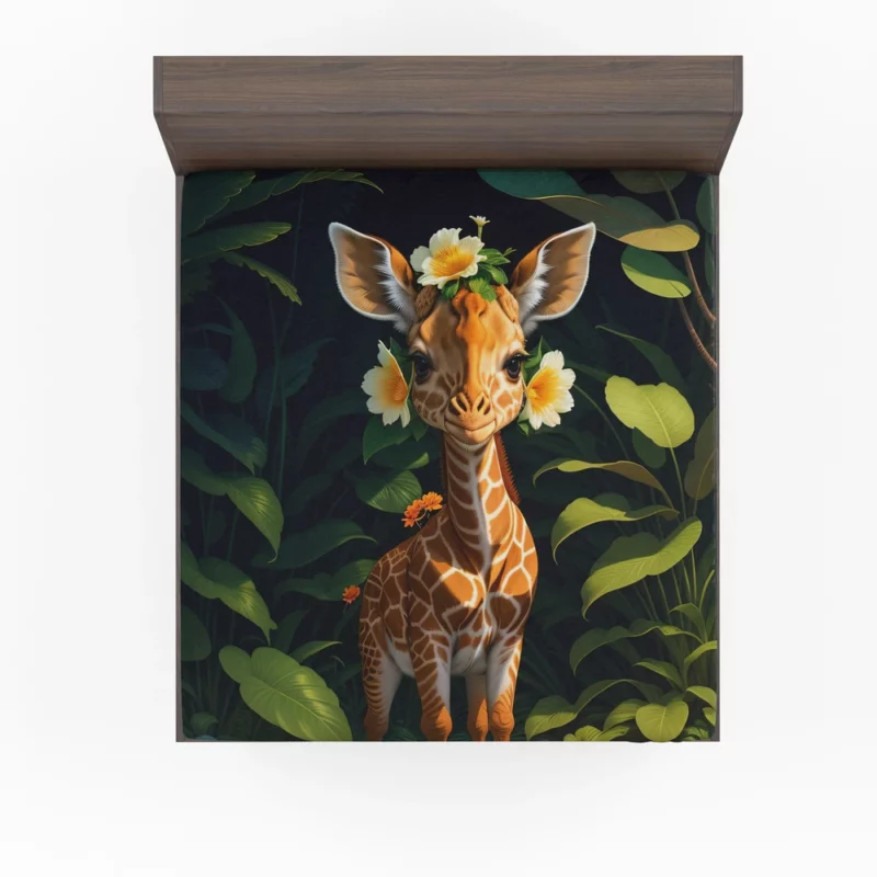 Cute Giraffe in the Forest Fitted Sheet