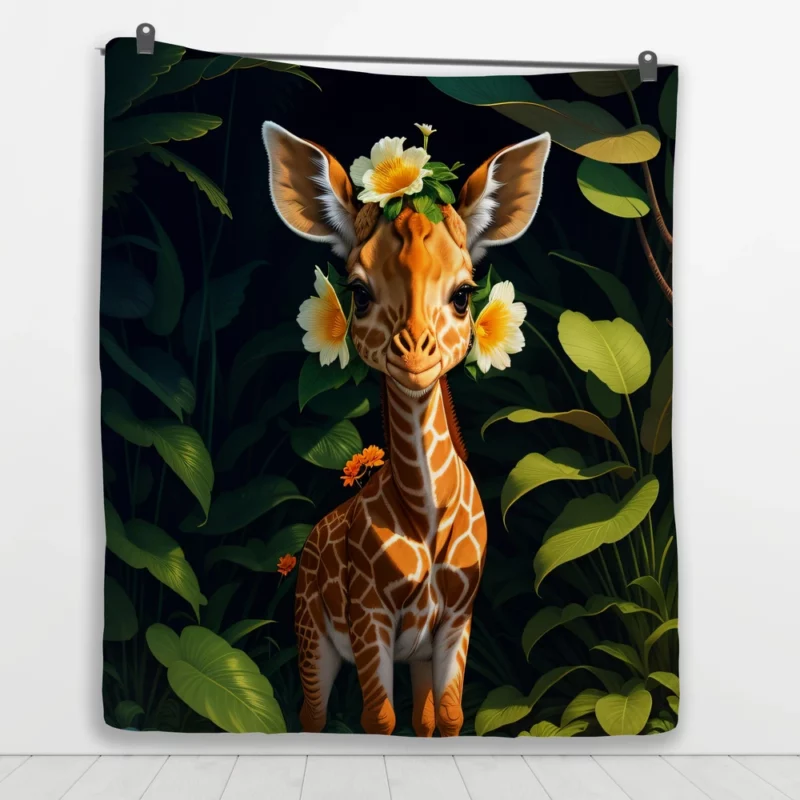 Cute Giraffe in the Forest Quilt Blanket 1