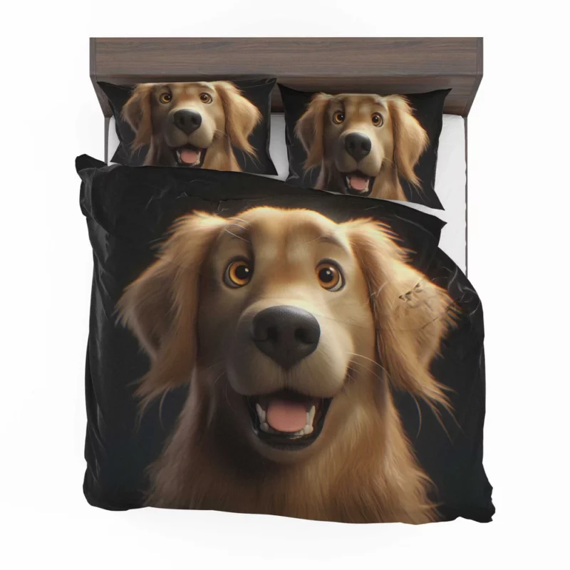 Cute Golden Retriever Studio Portrait Bedding Set 2