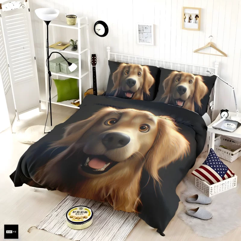 Cute Golden Retriever Studio Portrait Bedding Set