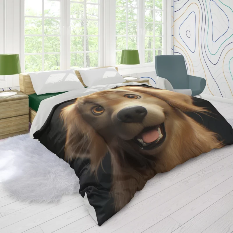 Cute Golden Retriever Studio Portrait Duvet Cover