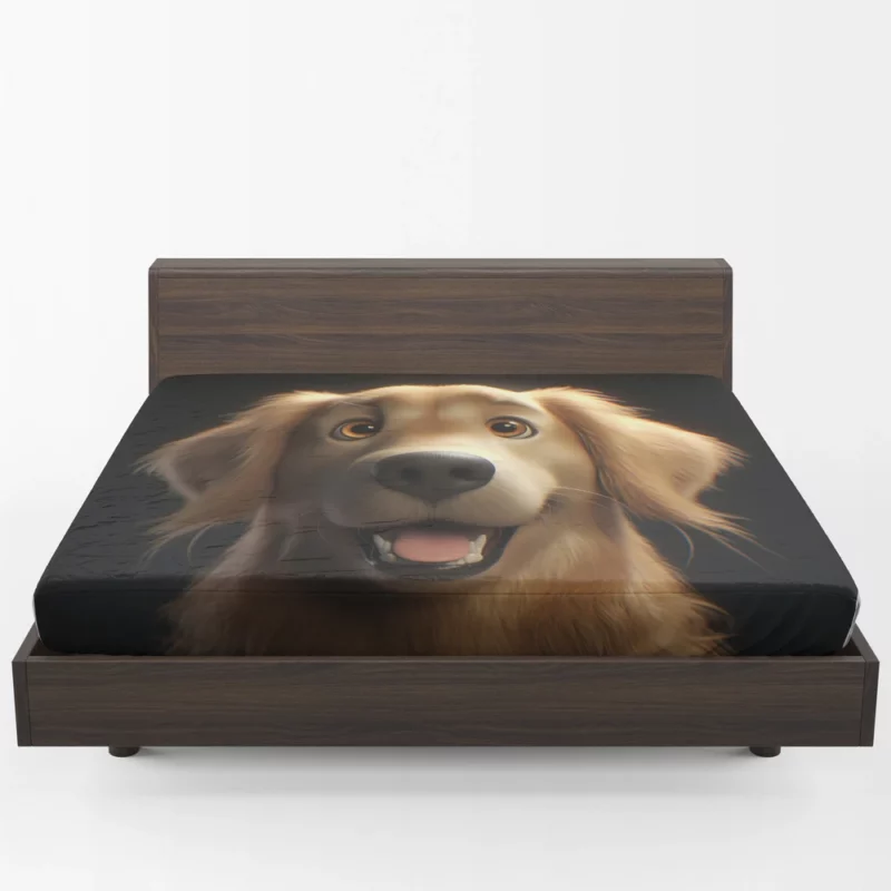 Cute Golden Retriever Studio Portrait Fitted Sheet 1