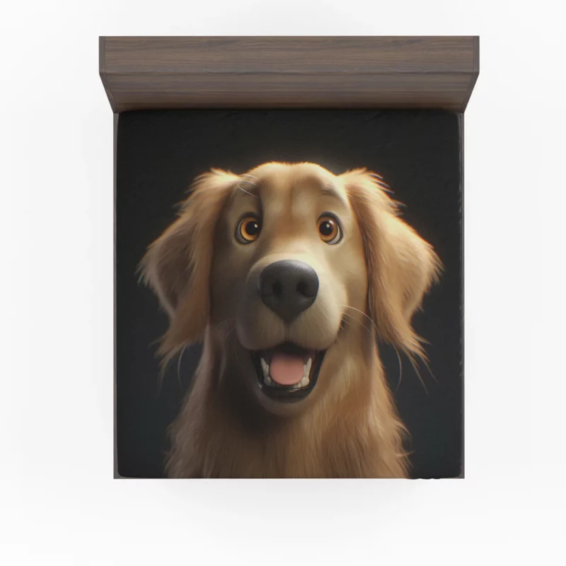 Cute Golden Retriever Studio Portrait Fitted Sheet