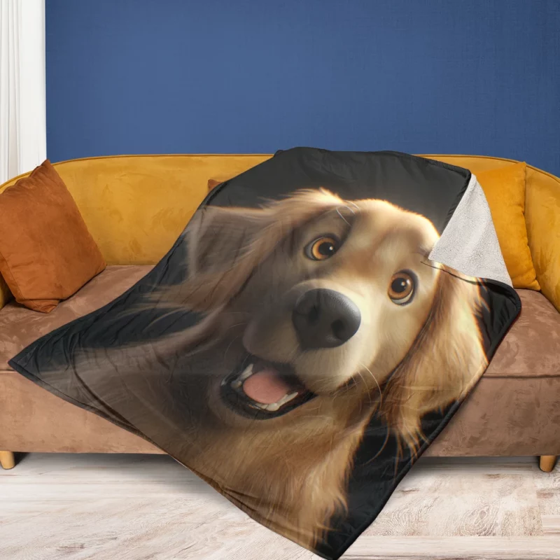 Cute Golden Retriever Studio Portrait Fleece Blanket 1