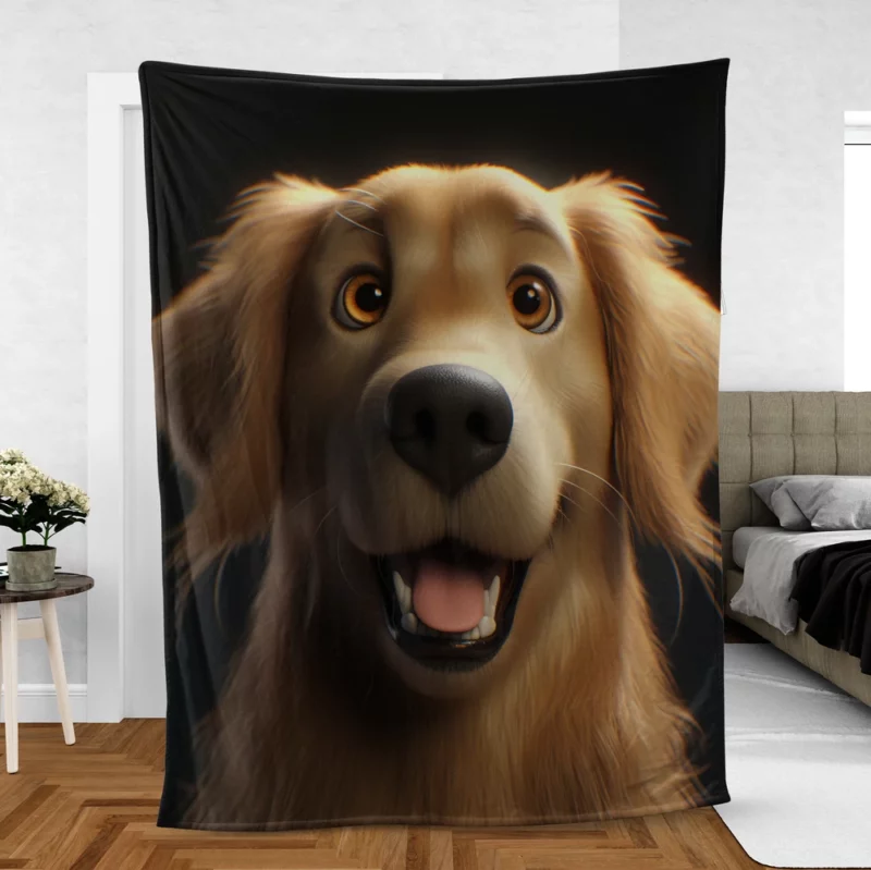 Cute Golden Retriever Studio Portrait Fleece Blanket