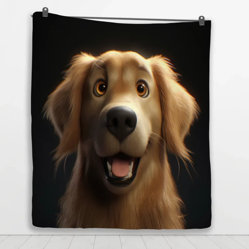 Cute Golden Retriever Studio Portrait Quilt Blanket 1