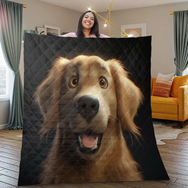 Cute Golden Retriever Studio Portrait Quilt Blanket