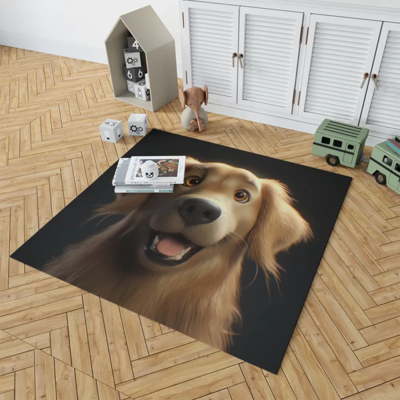 Cute Golden Retriever Studio Portrait Rug 1