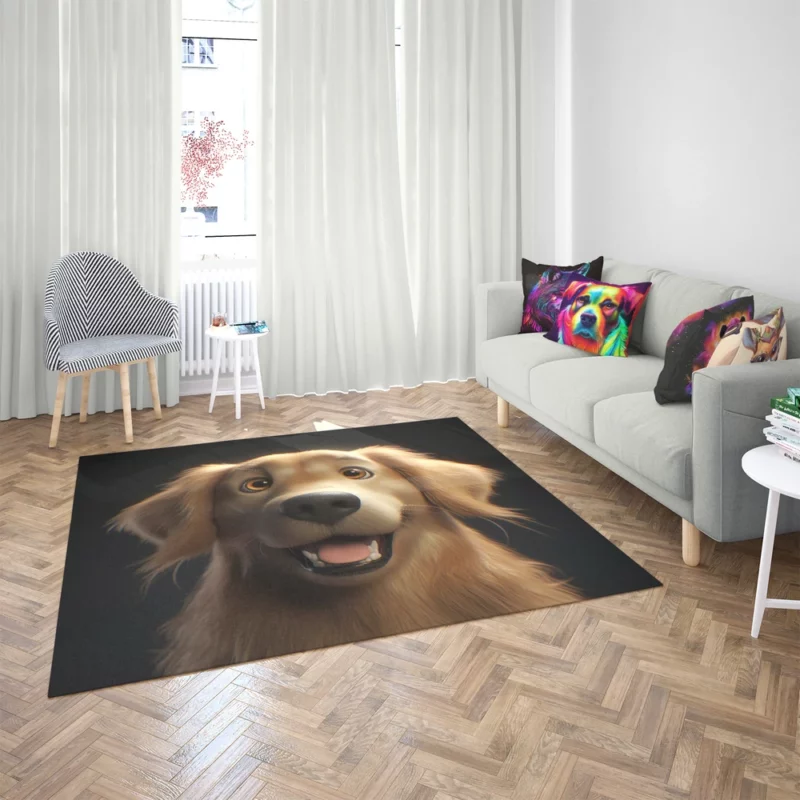 Cute Golden Retriever Studio Portrait Rug 2