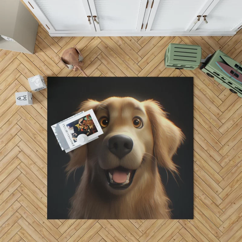 Cute Golden Retriever Studio Portrait Rug