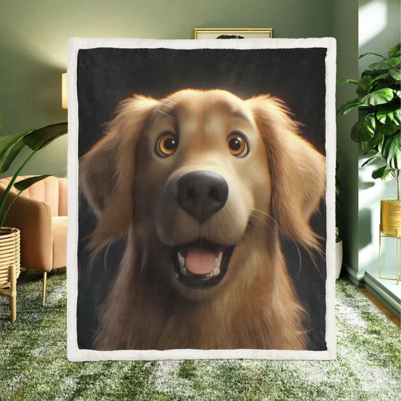 Cute Golden Retriever Studio Portrait Sherpa Fleece Blanket