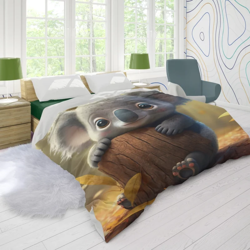 Cute Koala in Woods Duvet Cover