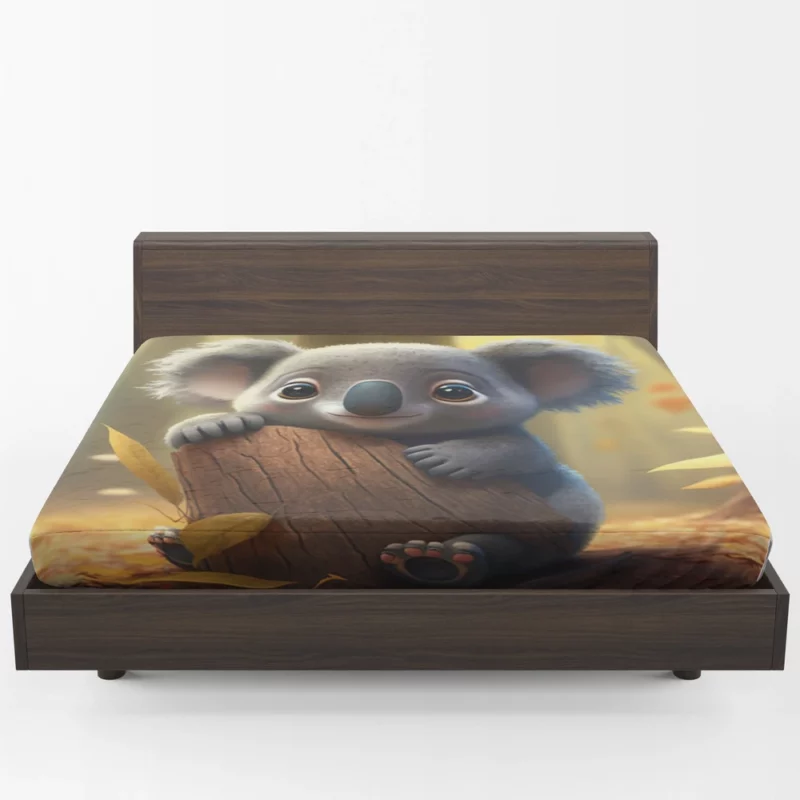 Cute Koala in Woods Fitted Sheet 1