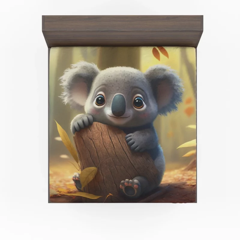 Cute Koala in Woods Fitted Sheet