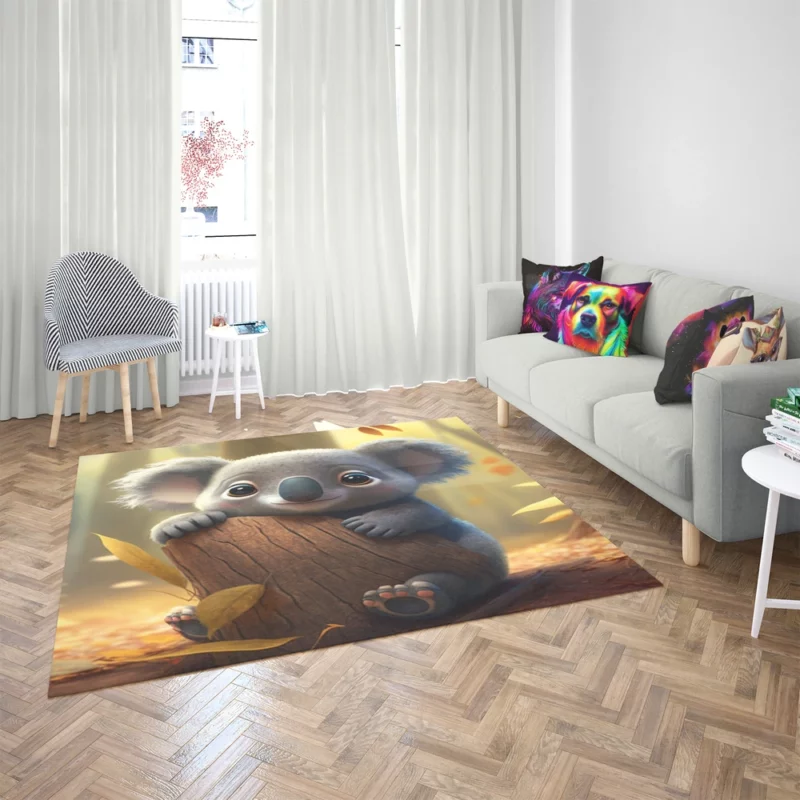 Cute Koala in Woods Rug 2