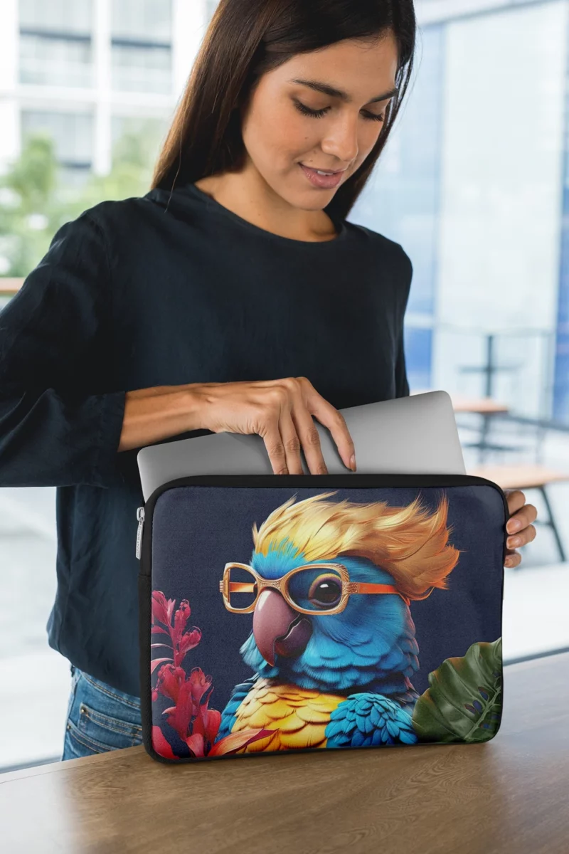 Cute Macaw Parrot Sunglass Laptop Sleeve 1