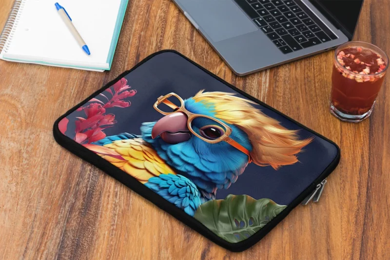 Cute Macaw Parrot Sunglass Laptop Sleeve 2