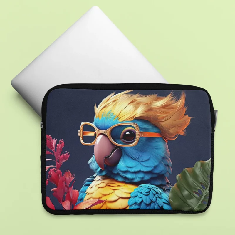 Cute Macaw Parrot Sunglass Laptop Sleeve