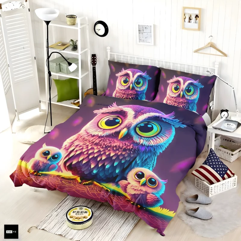 Cute Owl Created by AI Bedding Set