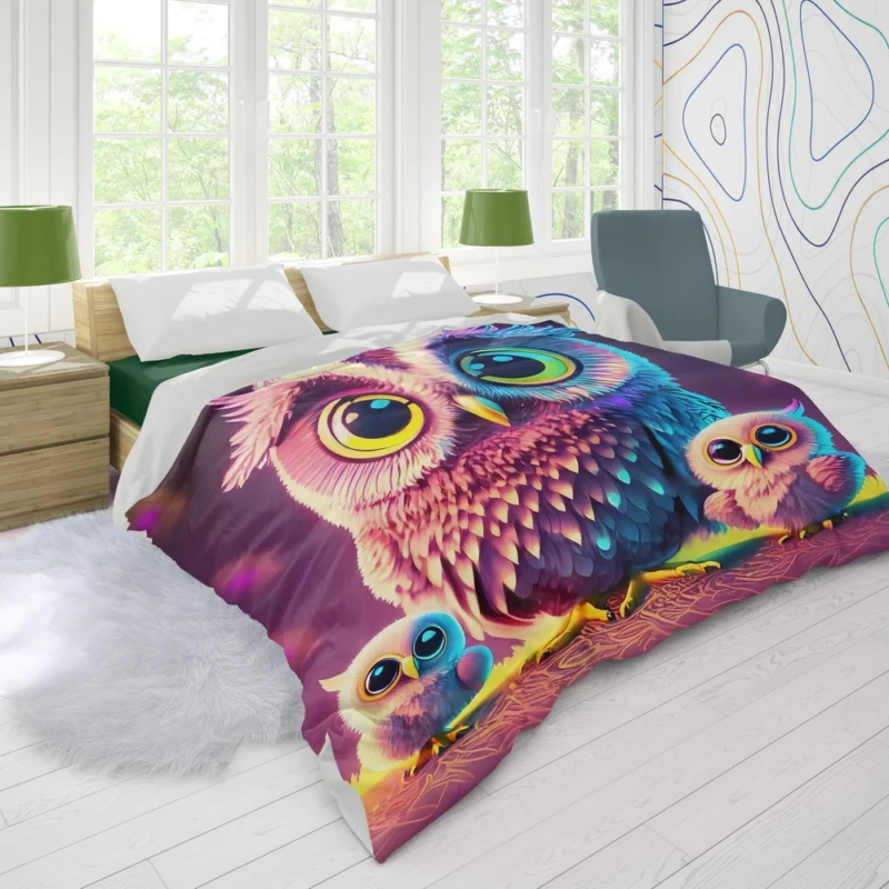 Cute Owl Created by AI Duvet Cover