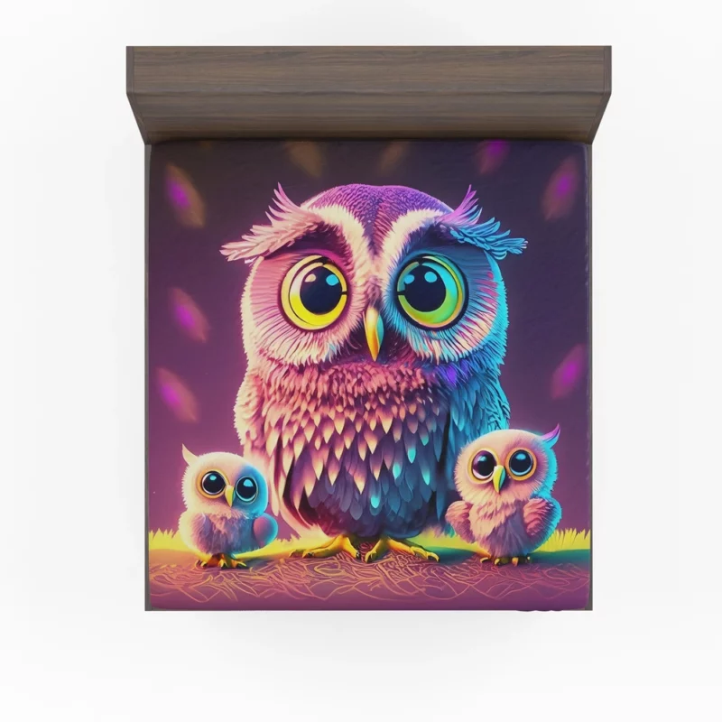 Cute Owl Created by AI Fitted Sheet