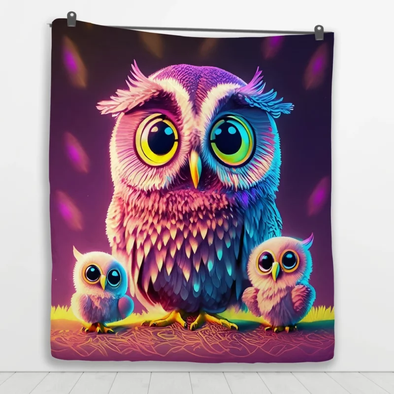 Cute Owl Created by AI Quilt Blanket 1