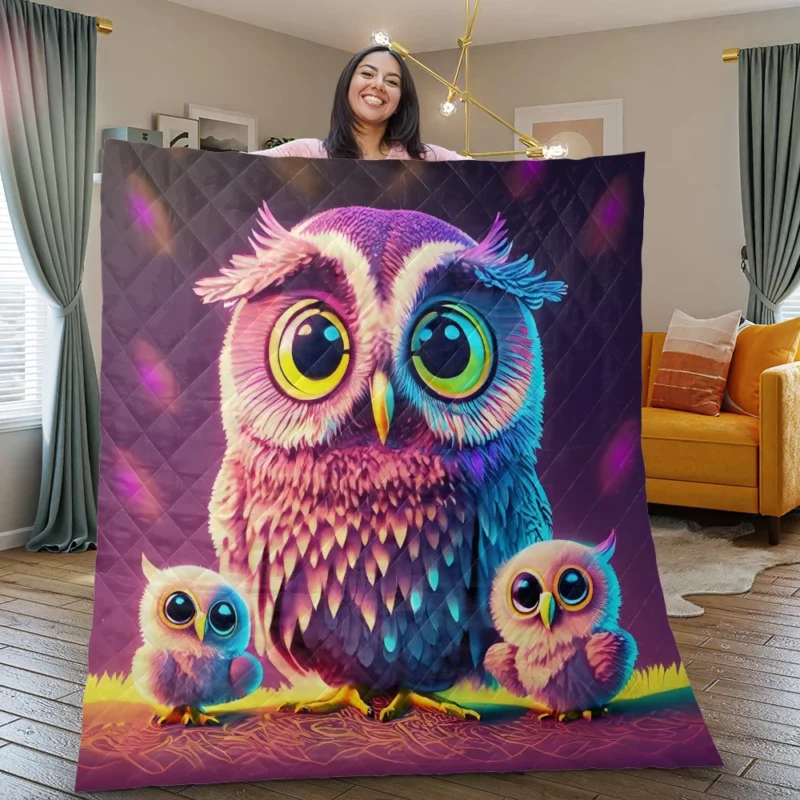 Cute Owl Created by AI Quilt Blanket