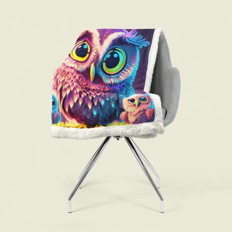 Cute Owl Created by AI Sherpa Fleece Blanket 1