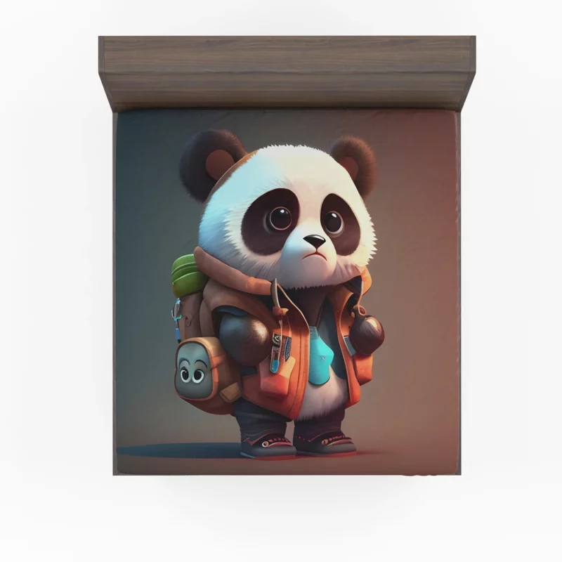 Cute Panda With Backpack Fitted Sheet