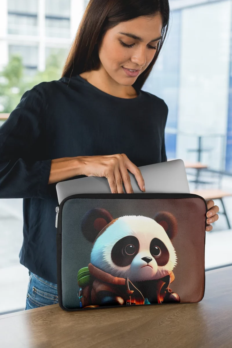 Cute Panda With Backpack Laptop Sleeve 1