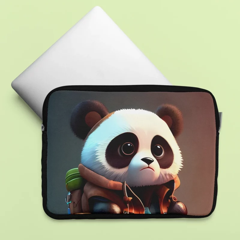 Cute Panda With Backpack Laptop Sleeve